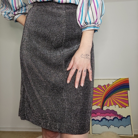 Vintage Black + Silver Sparkle Skirt - Picture 1 of 10